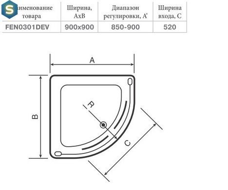Душевая кабина Devit Nymfa FEN0301DEV 90х90 см с поддоном 1/4 круга, Хром, прозрачный, хром