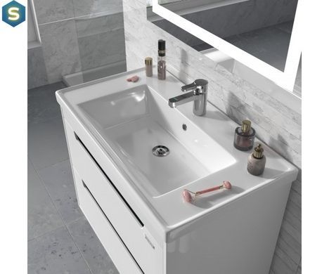 Тумба подвесная Sanwerk "Грета Air" 80 белая с умывальником "New Line" (MV0000887), Белый