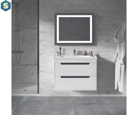 Тумба подвесная Sanwerk "Грета Air" 80 белая с умывальником "New Line" (MV0000887), Белый