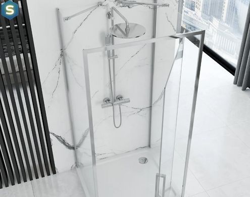 Душевая кабина Rea Rapid Swing 100x100 chrome пристенная REA-KPL-09123, Хром, Универсальная, прозрачный, хром