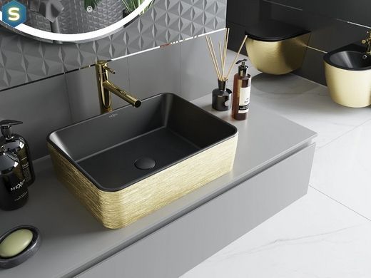 Умивальник Mexen Catia brushed gold black matt накладний MEX-21314877, Золотий