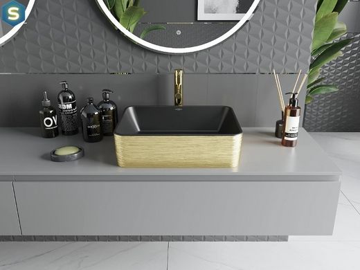 Умивальник Mexen Catia brushed gold black matt накладний MEX-21314877, Золотий