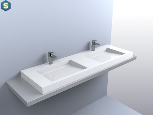 Умивальник Miraggio Agness 1500 глянсовий з литого мармуру 1502x479x140 00113801, Білий