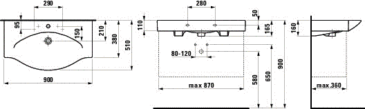 Умивальник 90x51 Laufen Palace H8117020001041, Білий
