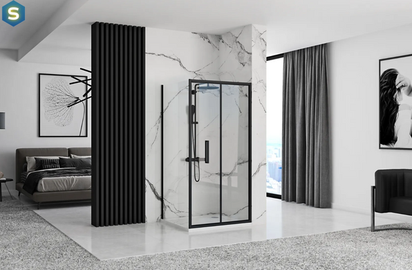 Душова кабіна Rea Rapid Fold 90x80 black REA-K6422 + REA-K6418, Черный матовый, Універсальна, прозорий, чорний матовий