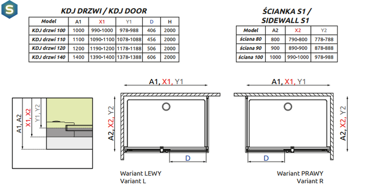 Душова кабіна Radaway Espera KDJ 100Lx90R 380495-01L+380230-01L+380149-01R