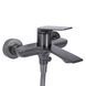 Смеситель для ванны Qtap Vlasta New (c душевым гарнитуром) QTVLA259GMB45643 Gunmetal Black PVD, Шлифованный черный хром