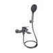 Смеситель для ванны Qtap Vlasta New (c душевым гарнитуром) QTVLA259GMB45643 Gunmetal Black PVD, Шлифованный черный хром