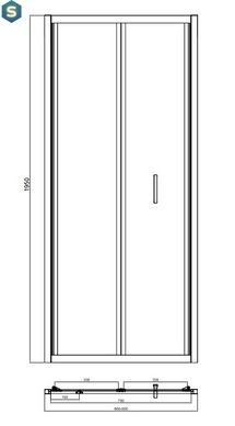 Душові двері Koller Pool двосекційні Line Pro 900мм хром скло 6мм прозоре LNPRB90C, Універсальна, прозорий, хром