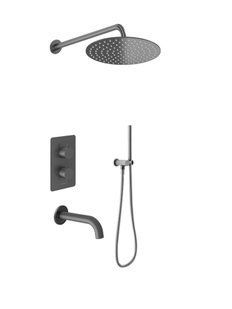 Душева система Kohlman Axel 25 graphite з термостатом + BOX прихованого монтажу KPL-QW433AG25, Графит