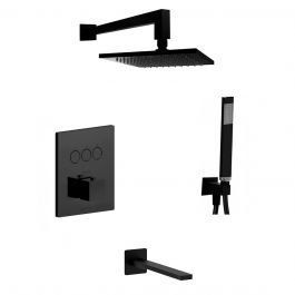 Душова система Paffoni Shower з термостатом та виливом 200x200 мм black matt KITCPT519NO200, Черный матовый