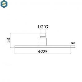 Верхний душ Paffoni Syncro Quadro &Oslash;225xh8 мм с держателем 400 мм black matt ZSOF074NO + ZSOF034NO, Черный матовый