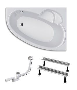 Ванна акриловая Koller Pool Karina 150X100 P+сифон+ножки BTKA150110P+WBW0001+B70CМMA-57, Белый