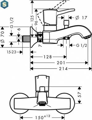 Змішувач для ванни Hansgrohe Metropol Classic 31340090