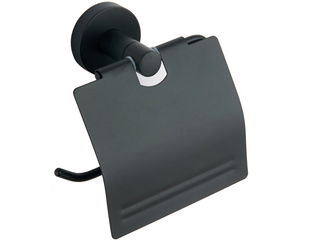 Тримач туалетного паперу з кришкою VBI Venus black VBI-040013BL, Черный матовый