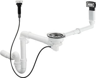 Сифон із переливом для мийки з композиту Hansgrohe D16-11 Automatic на одну чашу хром 43937000