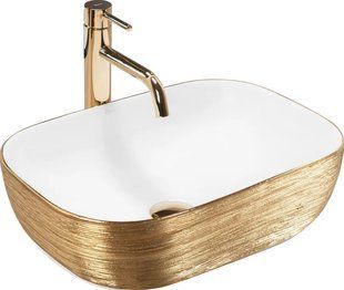Умивальник Rea Belinda brushed gold white накладний REA-U7422, Золотий
