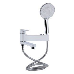 Смеситель для ванны Qtap Jay с поворотным изливом (c душевым гарнитуром) QTJAY260CRW45554 Chrome/White, Белый
