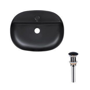 Умывальник Qtap Scorpio накладной овальный 505x385x120 мм Black matt + донный клапан PU03, Черный матовый