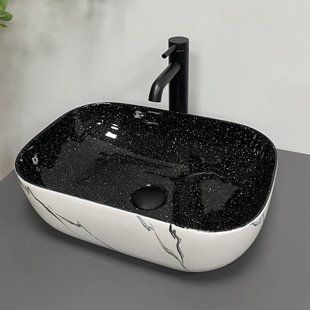 Умывальник VBI Ravenna white black marmo накладний VBI-011230, Черный матовый