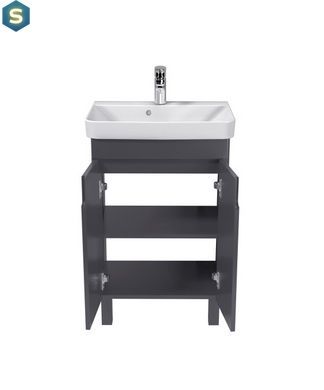 Тумба Мойдодир Simple Graphite 55-U з умивальником River 55 графітова універсальна, Графит