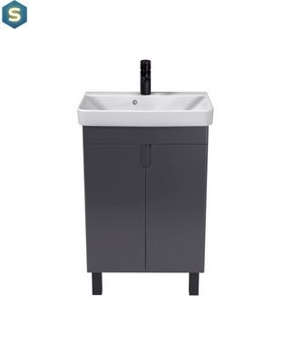 Тумба Мойдодир Simple Graphite 55-U з умивальником River 55 графітова універсальна, Графит