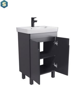 Тумба Мойдодир Simple Graphite 55-U з умивальником River 55 графітова універсальна, Графит