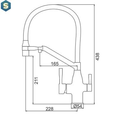 Змішувач для кухні під фільтр з гнучким виливом Frap F4397-9, Графитовый хром
