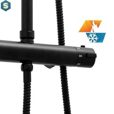 Душевая система Yoka Bodo 23 Black с термостатом BP.BODO-THERM-23-BLK, Черный матовый