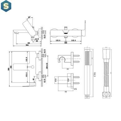Змішувач для ванни Kohlman Proxima хром настінний з виливом KPL-QW110P, Хром