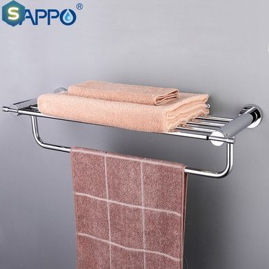 Полка с держателем для полотенец Gappo G1824, хром, 580 мм, Хром
