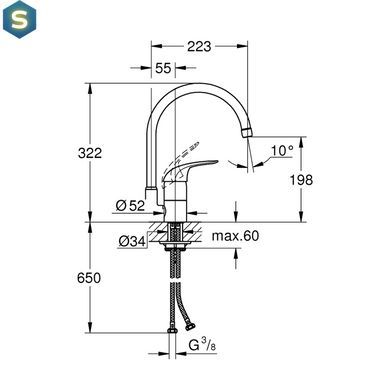 Смеситель для кухни Grohe Euroeco 32752000, Хром