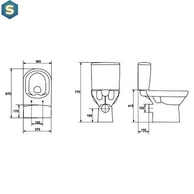 Унітаз-компакт Cersanit City CleanOn 011 K35-038 з кришкою Soft Close Slim, Білий