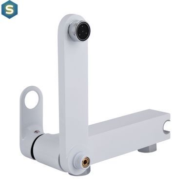 Смеситель для ванны Qtap Jay с поворотным изливом (c душевым гарнитуром) QTJAY260CRW45554 Chrome/White, Белый