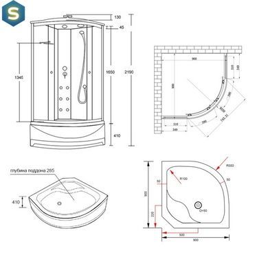 Гідромасажний бокс Lidz Tani SBM90x90.SAT.HIGH.FR Frost, Хром матовий, матовий, хром матовий