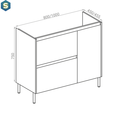 Тумба напольная RJ Forma-XO с умывальником Como, арт. K32-004-BOX 80 см белая RJFU013-0180WHSET(RJFU013-0180WH+K32-004-BOX), Белый