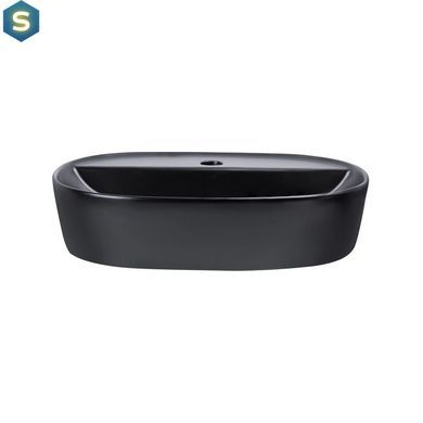 Умивальник Qtap Scorpio накладний овальний 505x385x120 мм Black matt + донний клапан PU03, Черный матовый