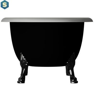 Ванна отдельностоящая глянцевая Amidicon Olimpia 180x90 черная из литого камня черные ножки OLIMPIA_180_nizhk-bl_BLACK_HL, Черно-белый