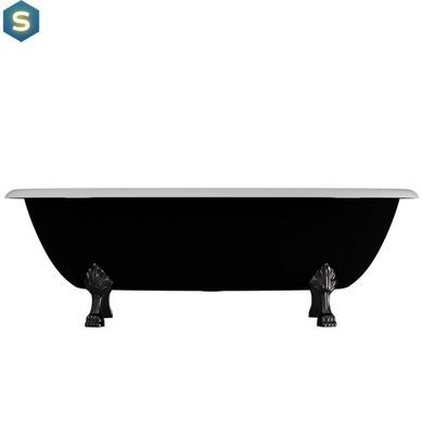 Ванна отдельностоящая глянцевая Amidicon Olimpia 180x90 черная из литого камня черные ножки OLIMPIA_180_nizhk-bl_BLACK_HL, Черно-белый
