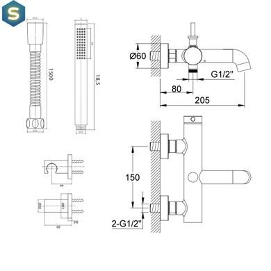 Смеситель для ванны Kohlman Axel chrome настенный KPL-QW110A, Хром