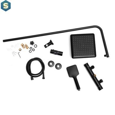 Душевая система Yoka Bodo 23 Black с термостатом BP.BODO-THERM-23-BLK, Черный матовый