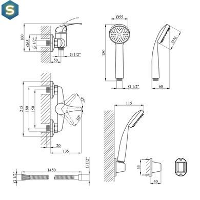 Змішувач для душу Agua Leon-C050 CV012076, Хром