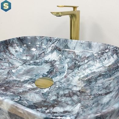 Умывальник VBI Bergamo blue tourmaline glossy накладний VBI-012504, Синий
