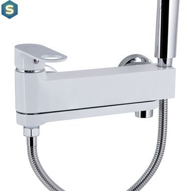 Смеситель для ванны Qtap Jay с поворотным изливом (c душевым гарнитуром) QTJAY260CRW45554 Chrome/White, Белый