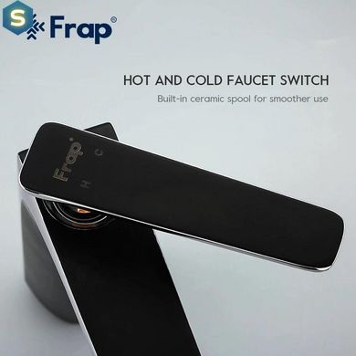 Змішувач для умивальника Frap F1057, чорний/хром, Черный матовый