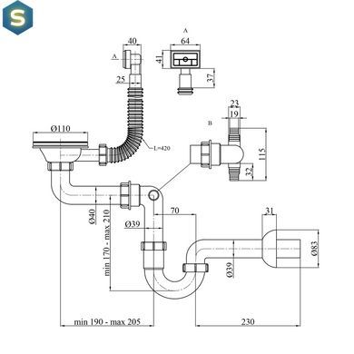 Сифон для кухонної мийки Kroner KRP Siphon - 010 3 1/2"х40 мм CV031203, Білий
