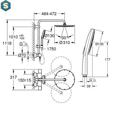 Душова система Grohe Rainshower Smartactive 27966001
