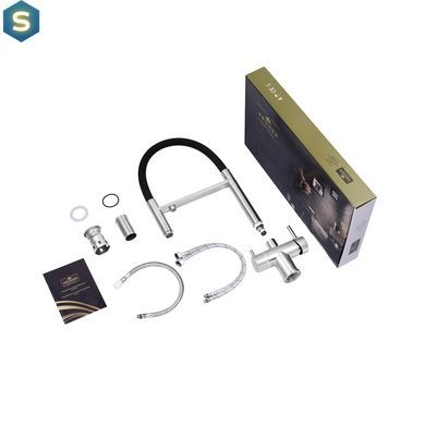 Смеситель для кухни с подключением к фильтру Kroner KRP Edelstahl Klassisch - ESG03815BLK CV027933, Нержавеющая сталь