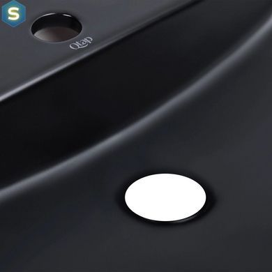 Умивальник Qtap Scorpio накладний овальний 505x385x120 мм Black matt + донний клапан PU03, Черный матовый