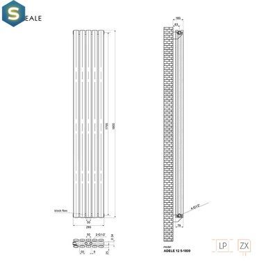 Радіатор дизайнерський Ideale Adele 12 5/1800/295 антрацит, Антрацит